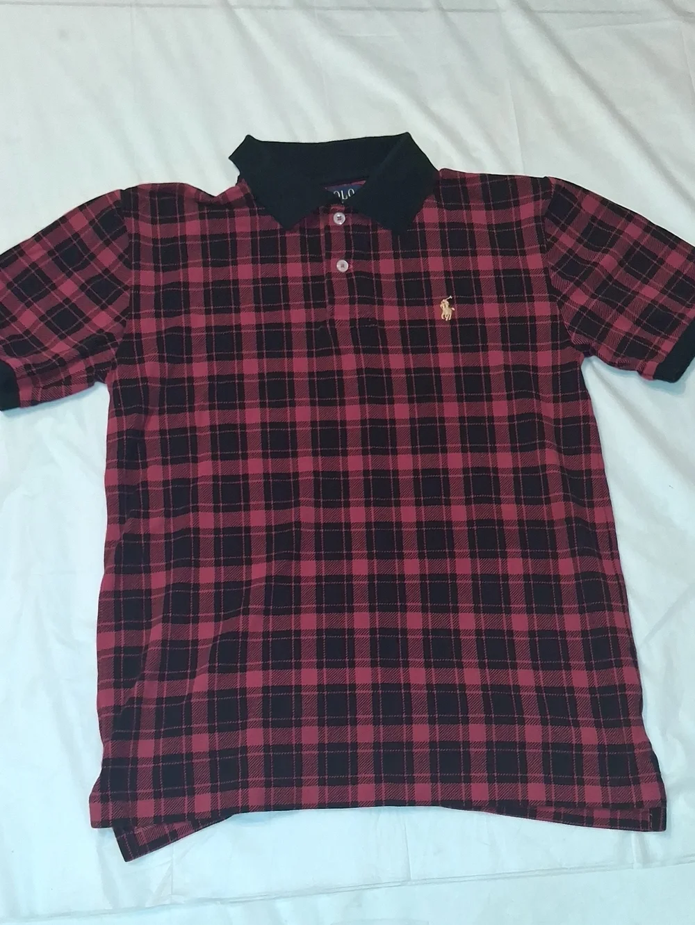 Boy Polo by Ralph Lauren Black & Red Plaid Short-Sleeve Polo